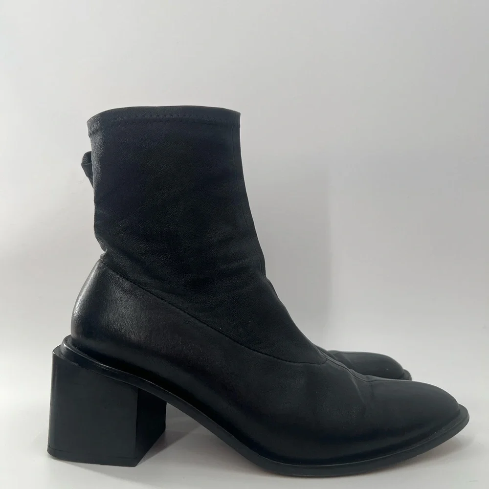 Clergerie Xia Leather Lambskin Stretch Sock Black Boots